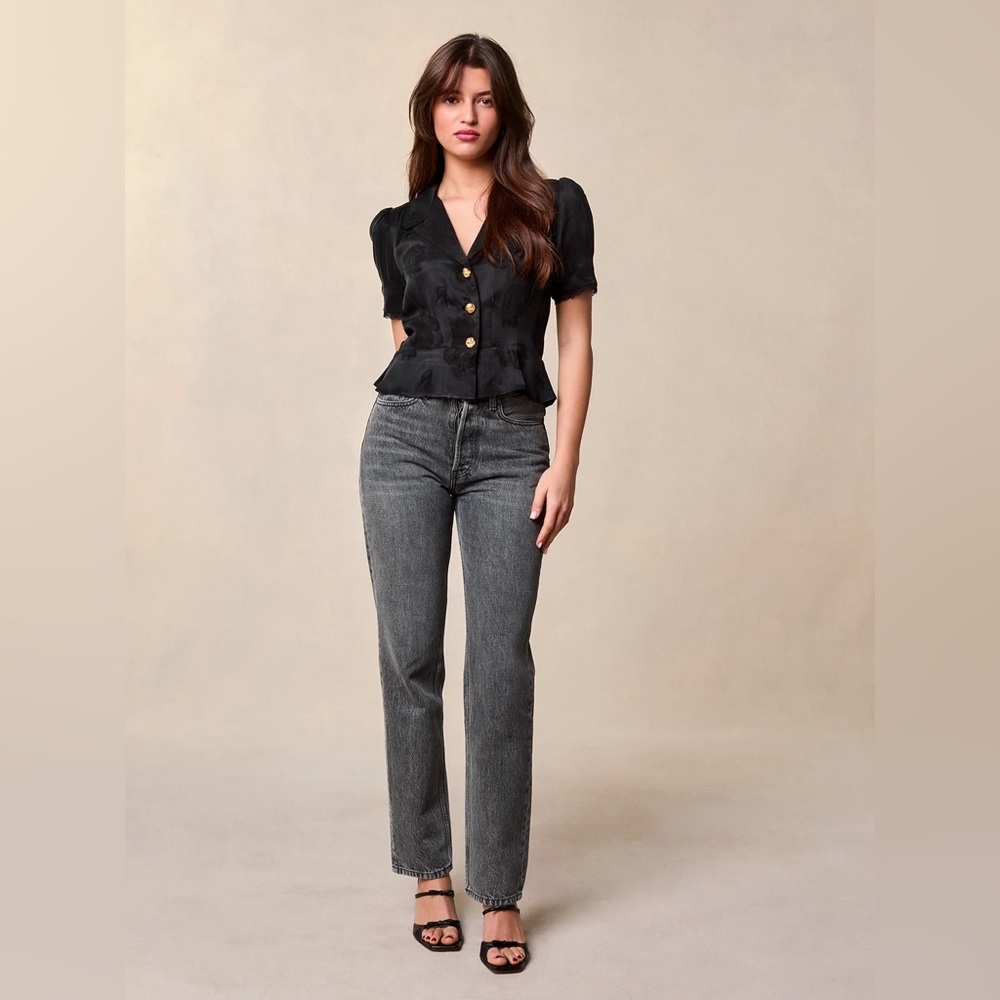 ROUJE Germain Jeans - High-Rise Straight Leg - Noir Vintage Wash - Size 29